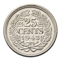 25 Cent 1943PP Wilhelmina ZFr