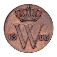 1/2 cent 1865 Willem III Pr+