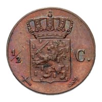 1/2 cent 1865 Willem III Pr+