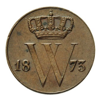 1/2 cent 1873 Willem III ZFr+