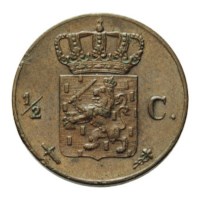 1/2 cent 1873 Willem III ZFr+