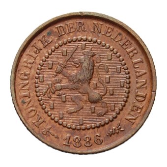 1/2 Cent 1886 Willem III ZFr+