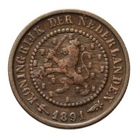 1/2 Cent 1891 Wilhelmina ZFr