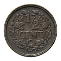 1/2 Cent 1916 Wilhelmina Pr-