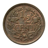 1/2 Cent 1938 Wilhelmina Pr-