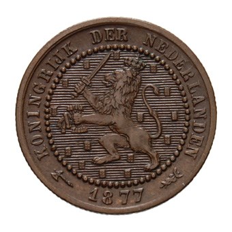 1 cent 1877 Willem III ZFr+