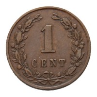 1 cent 1877 Willem III ZFr+