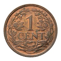 1 Cent 1937 Wilhelmina Pr+