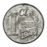 1 Cent 1943 Duitse bezetting zink FDC-