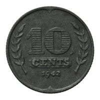 10 Cent 1942 Duitse bezetting zink ZFr+