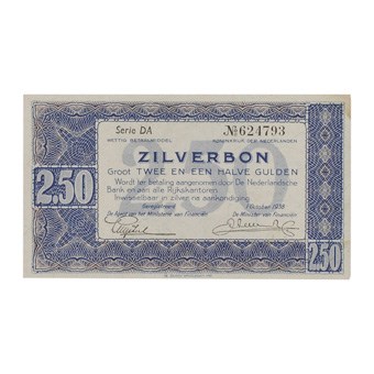 2 1/2 Gulden 1938 Zilverbon UNC