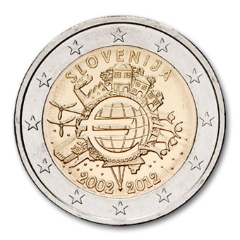 Slovenia 2 Euro "10 Years of the Euro" 2012