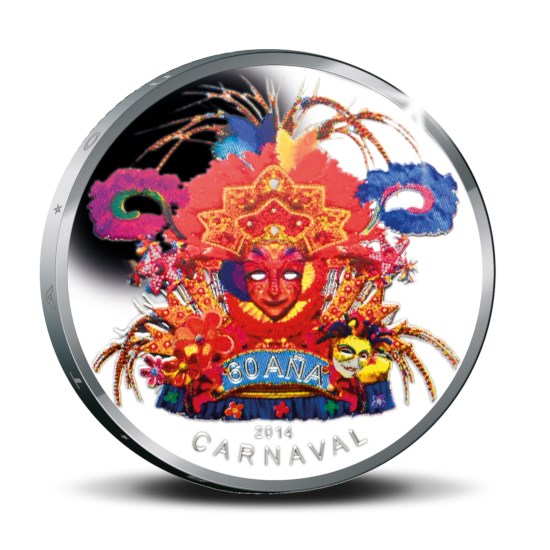 5 florin herdenkingsmunt Aruba 2014: 60 jaar Carnaval op Aruba