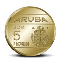 Aruba 5 Florin 2014 - 1 year of Kingship
