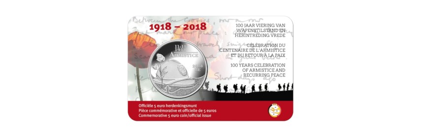 Rectificatie 5 euro 2018 ‘100 jaar wapenstilstand en herintreding vrede’ 